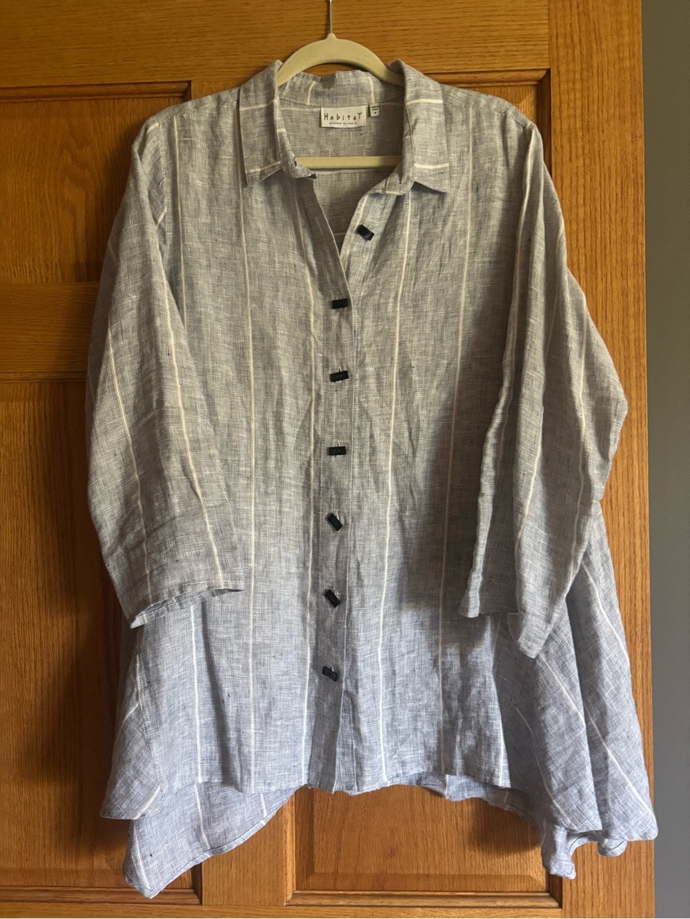 Habitat Light Gray Linen Button-Front Shirt Jacket